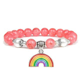 Rainbow Couple Bracelet Pink Red Natural Stone Bead Healing Bracelet