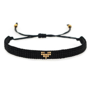 Vintage Minimalist Heart Bead Bracelet Adjustable Bohemian