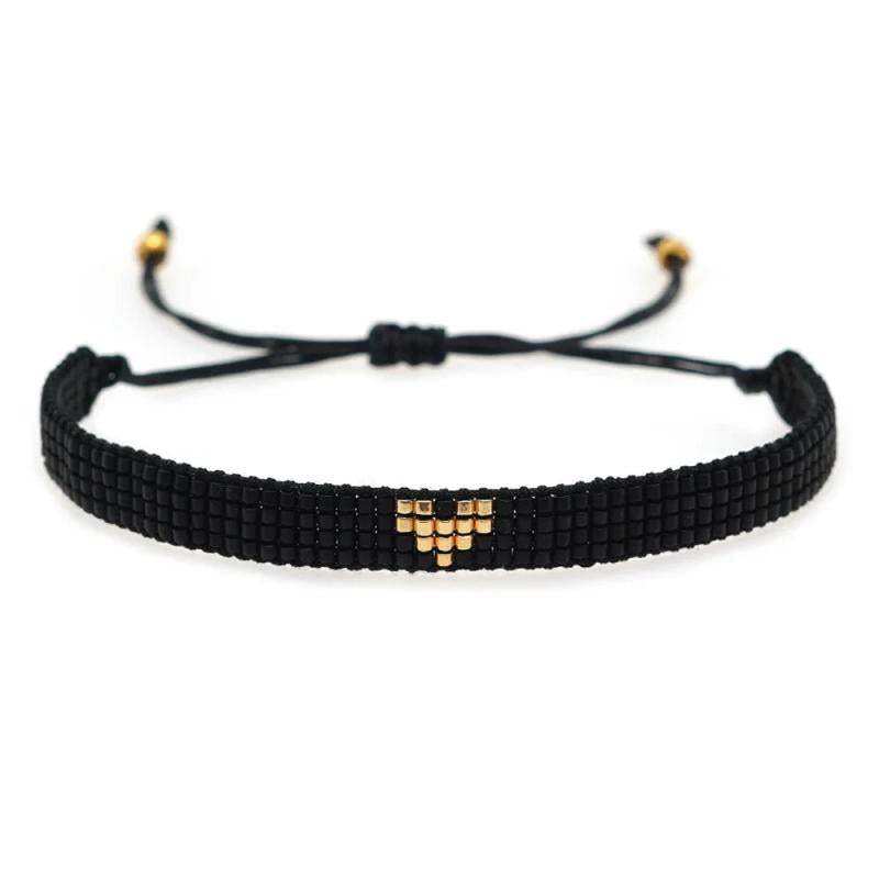 Vintage Minimalist Heart Bead Bracelet Adjustable Bohemian