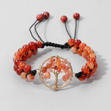 Tree of Life Charm Beads Bracelet Natural Stone Amethysts Quartz Braided