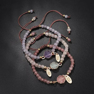 Nature Stone Bracelet Rose/Grey/Purple Crystal Embryo Handband Birthday