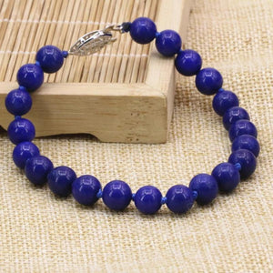 Natural Lapis Lazuli Stone Beads Bracelet 7.5in