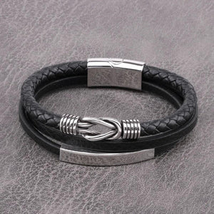 Skull Men Jewelry Titanium Steel Leather Bracelet Stainless Steel Knot