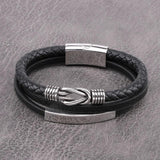 Skull Men Jewelry Titanium Steel Leather Bracelet Stainless Steel Knot