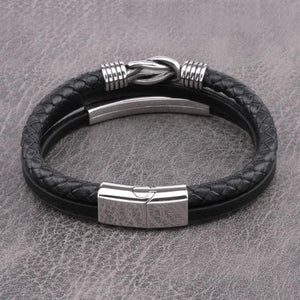 Skull Men Jewelry Titanium Steel Leather Bracelet Stainless Steel Knot