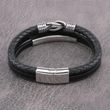 Skull Men Jewelry Titanium Steel Leather Bracelet Stainless Steel Knot