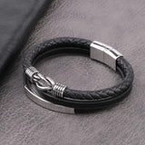 Skull Men Jewelry Titanium Steel Leather Bracelet Stainless Steel Knot
