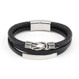 Skull Men Jewelry Titanium Steel Leather Bracelet Stainless Steel Knot