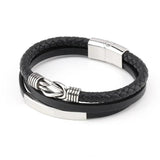 Skull Men Jewelry Titanium Steel Leather Bracelet Stainless Steel Knot