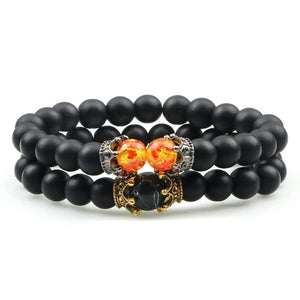 2Pcs Beaded Bracelet Volcanic Stones Tiger Eye Bracelets&Bangles