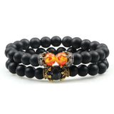 2Pcs Beaded Bracelet Volcanic Stones Tiger Eye Bracelets&Bangles