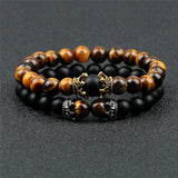 2Pcs Beaded Bracelet Volcanic Stones Tiger Eye Bracelets&Bangles
