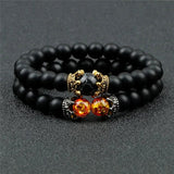 2Pcs Beaded Bracelet Volcanic Stones Tiger Eye Bracelets&Bangles