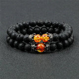 2Pcs Beaded Bracelet Volcanic Stones Tiger Eye Bracelets&Bangles