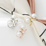 Fashionable Two Pearls Scarf Buckle Brooch