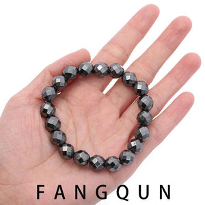 Natural Stone Gallstone Chakra Bracelet with Cut Corner Round Beads