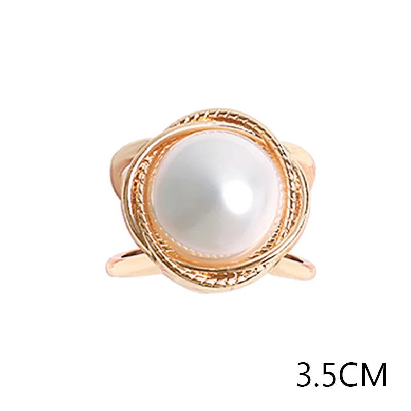 Fashionable Large Pearl Scarf Buckle Brooch