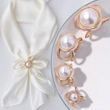 Fashionable Large Pearl Scarf Buckle Brooch