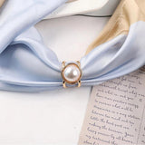 Fashionable Large Pearl Scarf Buckle Brooch