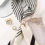 Fashionable Large Pearl Scarf Buckle Brooch
