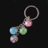 Candy Star Glass Ball Keychain Women Bag Car Key Pendant Chains Girl Gift