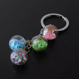 Candy Star Glass Ball Keychain Women Bag Car Key Pendant Chains Girl Gift