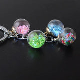 Candy Star Glass Ball Keychain Women Bag Car Key Pendant Chains Girl Gift