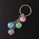 Candy Star Glass Ball Keychain Women Bag Car Key Pendant Chains Girl Gift