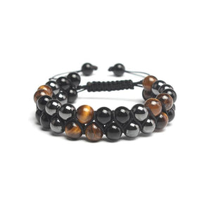 Magnetic Hematite Tiger-eye Beads Bracelet Adjustable Health Protection Yoga