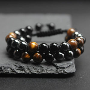 Magnetic Hematite Tiger-eye Beads Bracelet Adjustable Health Protection Yoga