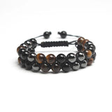 Magnetic Hematite Tiger-eye Beads Bracelet Adjustable Health Protection Yoga
