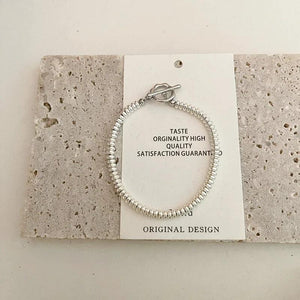 Vintage Silver Geometric Pearl OT Buckle Bracelet Women