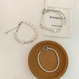 Vintage Silver Geometric Pearl OT Buckle Bracelet Women