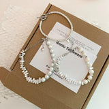 Vintage Silver Geometric Pearl OT Buckle Bracelet Women