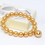 Multicolor Round Imitation Pearl Shell Beads Bracelet 7.5inch
