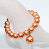 Multicolor Round Imitation Pearl Shell Beads Bracelet 7.5inch