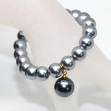 Multicolor Round Imitation Pearl Shell Beads Bracelet 7.5inch