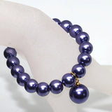 Multicolor Round Imitation Pearl Shell Beads Bracelet 7.5inch