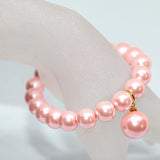 Multicolor Round Imitation Pearl Shell Beads Bracelet 7.5inch