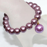 Multicolor Round Imitation Pearl Shell Beads Bracelet 7.5inch