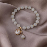 Opal Stone Beads Bracelet with Cat Pendant