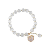 Opal Stone Beads Bracelet with Cat Pendant