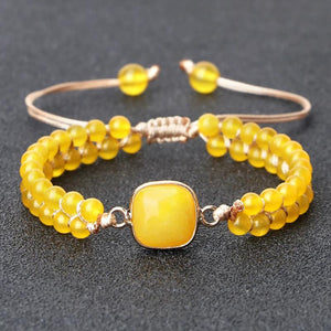 Chalcedony Yellow Stone Beads Bracelets & Bangles For Women