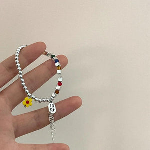 Colorful Flower Beaded Bracelet for Women Girls
