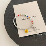Colorful Flower Beaded Bracelet for Women Girls