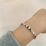Colorful Flower Beaded Bracelet for Women Girls