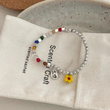 Colorful Flower Beaded Bracelet for Women Girls