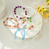Sweet Pearl String Elastic Bracelet Strawberry Crystal Butterfly Charm Bracelet