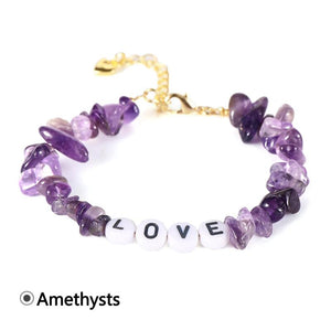 Natural Stone Love Bracelet Crystal Gemstone Women Adjustable Chain