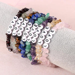 Natural Stone Love Bracelet Crystal Gemstone Women Adjustable Chain